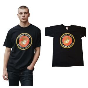 Bayside Mens United States Marine Corps Graphic Tee Size S Black Short Sleeve